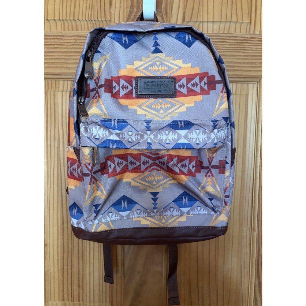 Pendleton Canyon Southwestern Print Leather Backpack NWT